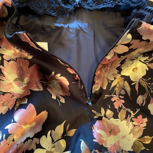 B.SMART  7  Fit & Flair Evening Gown Leg Slit Racerback w Lace inserts & Cutout - Picture 15 of 16